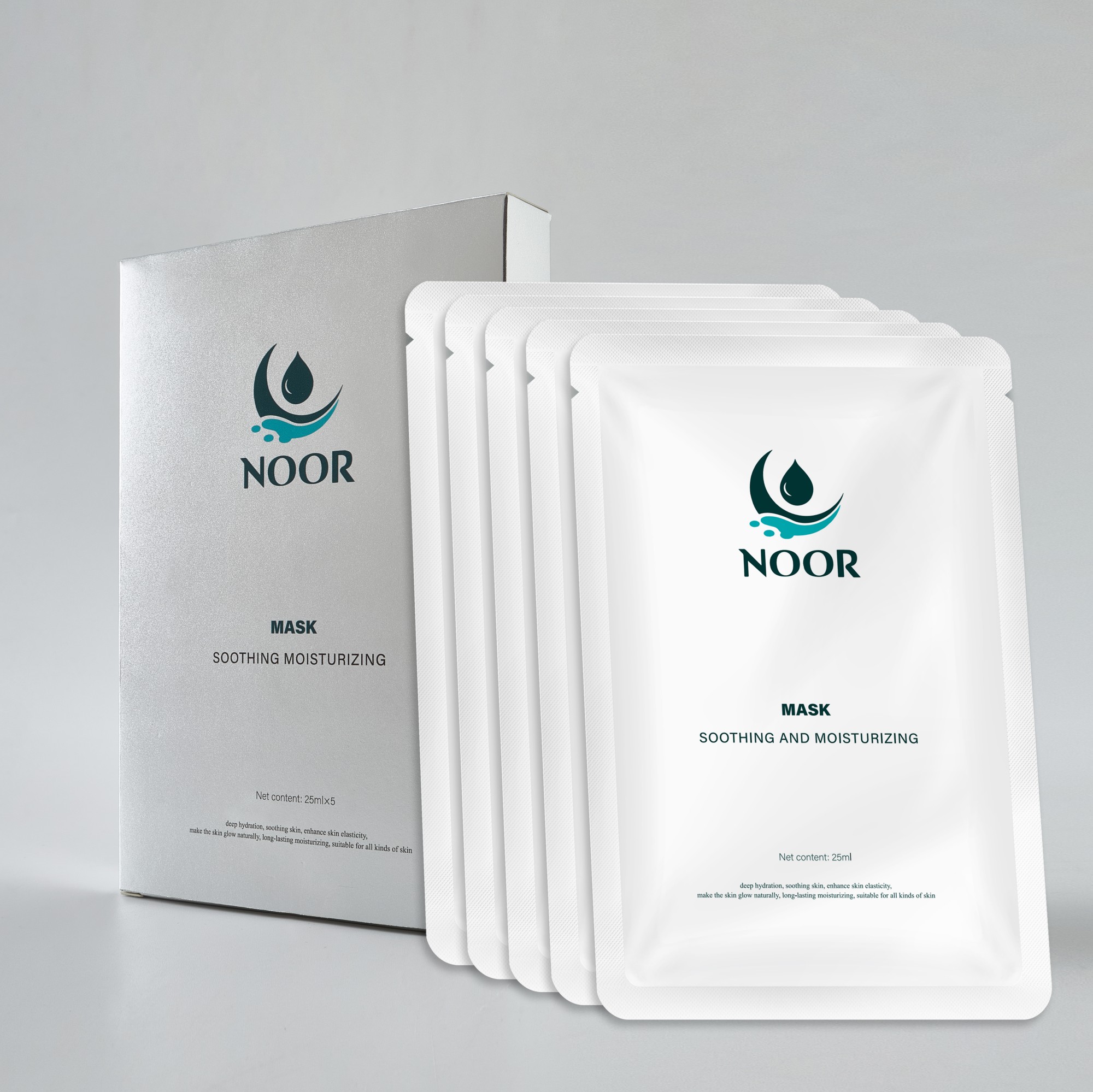 NOOR soothing moisturizing sheet mask box and five sachets